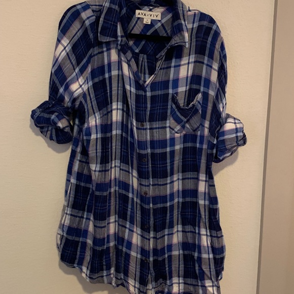 Ava & Viv Tops - Ava and Viv Blue Plaid top